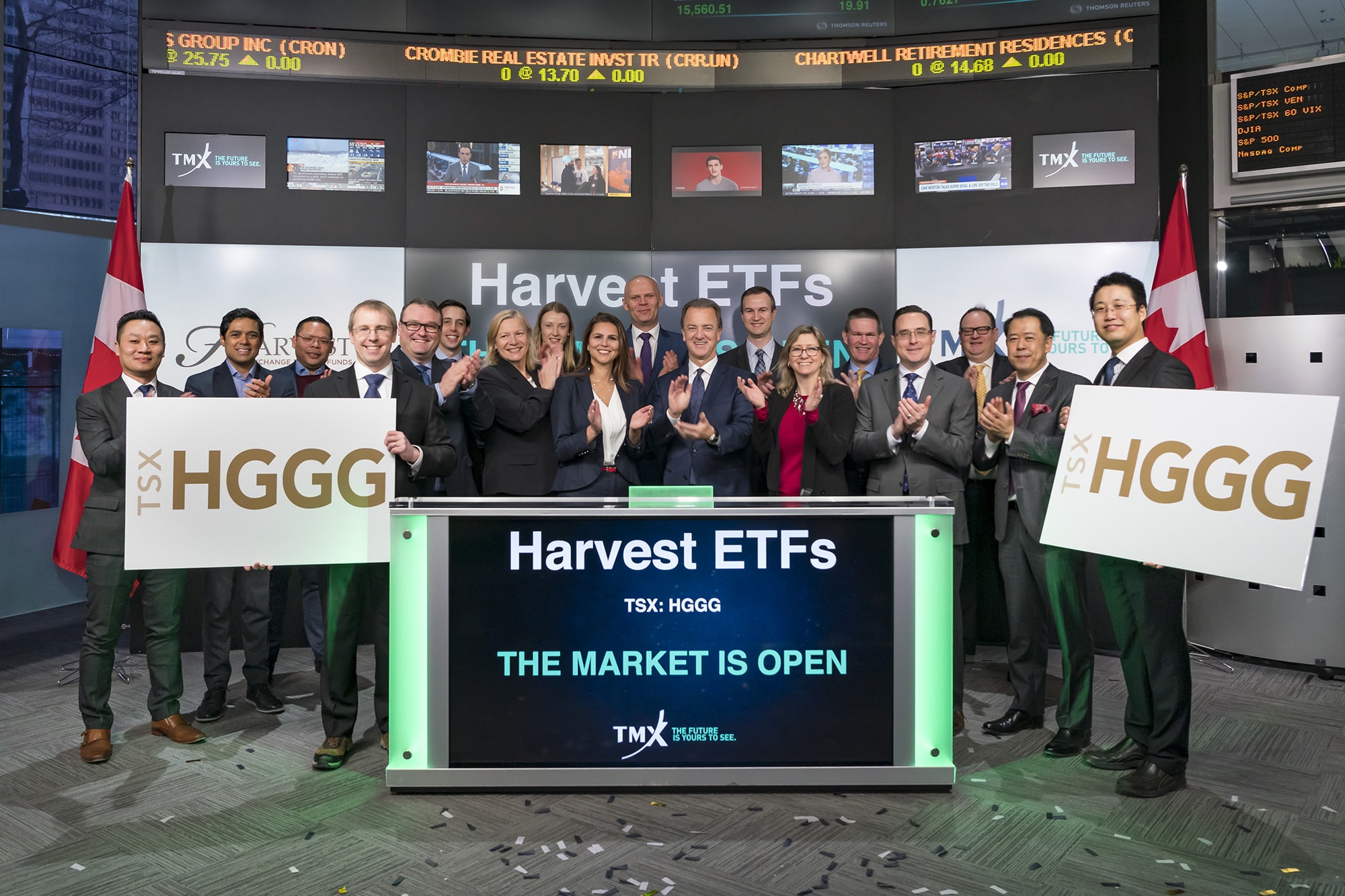 Harvest ETFs opened the market to celebrate the launch of the Harvest Global Gold Giants Index ETF (TSX: HGGG).