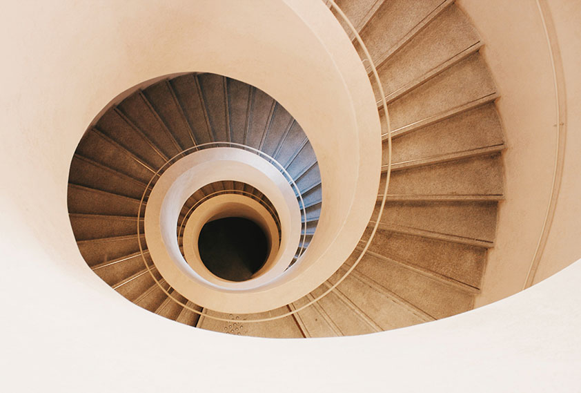 a photo of a spiral staircase